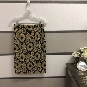 Niki Biki Gold Lace Pencil Skirt